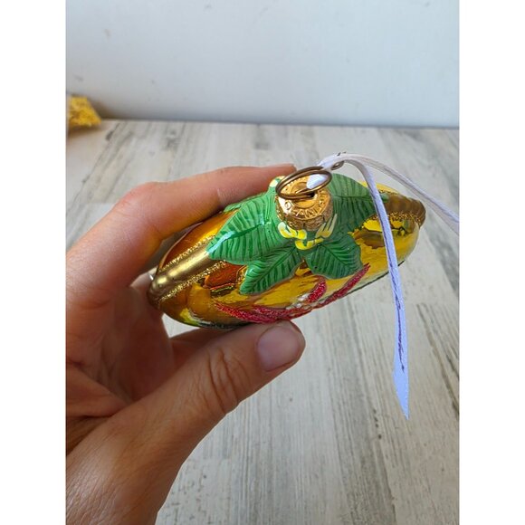 Bird of paradise flower glass ornament remember Poland glitter gold Xmas tree - Picture 9 of 9